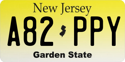 NJ license plate A82PPY