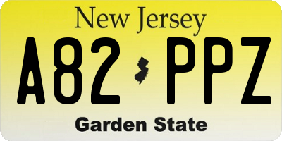 NJ license plate A82PPZ