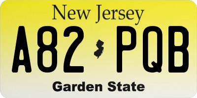 NJ license plate A82PQB