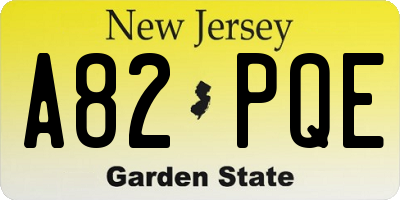 NJ license plate A82PQE