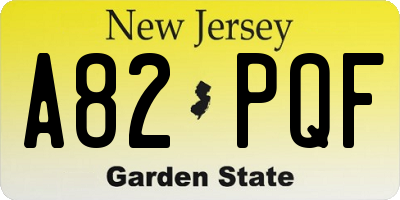 NJ license plate A82PQF