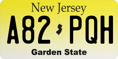 NJ license plate A82PQH