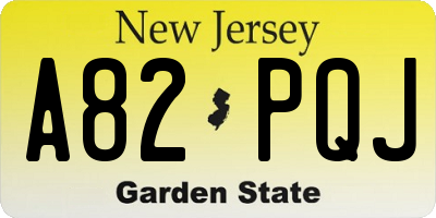 NJ license plate A82PQJ