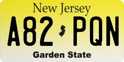 NJ license plate A82PQN