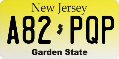 NJ license plate A82PQP