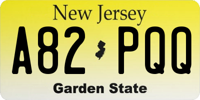 NJ license plate A82PQQ