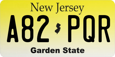 NJ license plate A82PQR