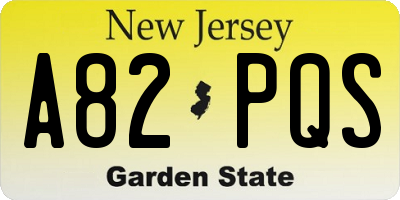 NJ license plate A82PQS