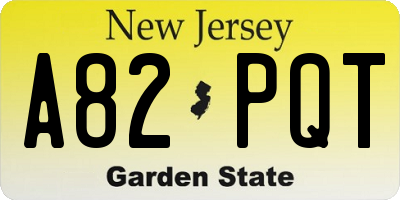 NJ license plate A82PQT
