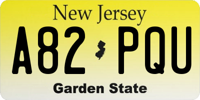 NJ license plate A82PQU