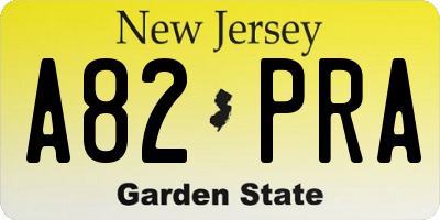 NJ license plate A82PRA