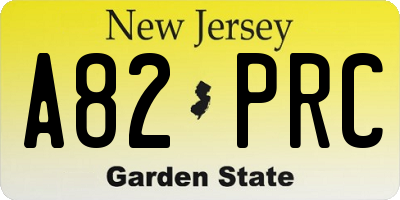 NJ license plate A82PRC