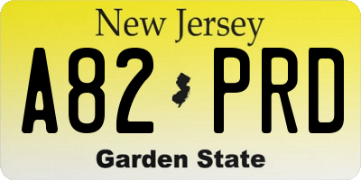 NJ license plate A82PRD