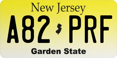 NJ license plate A82PRF