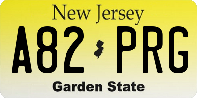 NJ license plate A82PRG
