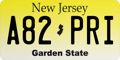 NJ license plate A82PRI