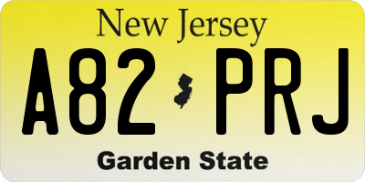 NJ license plate A82PRJ
