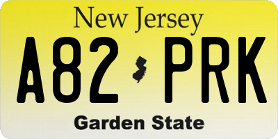 NJ license plate A82PRK