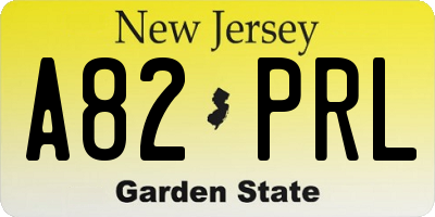 NJ license plate A82PRL
