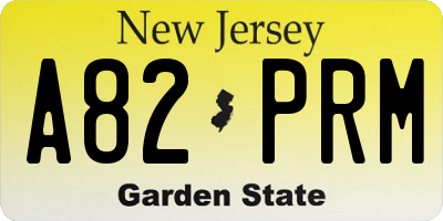 NJ license plate A82PRM