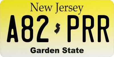 NJ license plate A82PRR