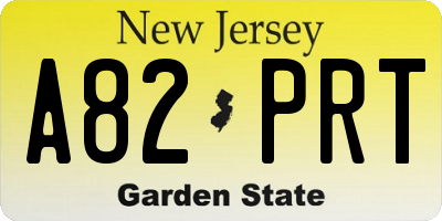 NJ license plate A82PRT
