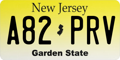 NJ license plate A82PRV