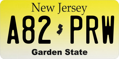 NJ license plate A82PRW