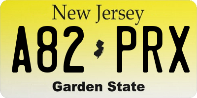 NJ license plate A82PRX