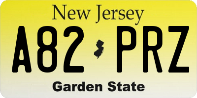 NJ license plate A82PRZ