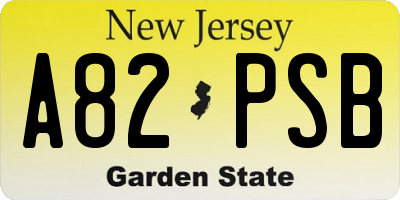 NJ license plate A82PSB