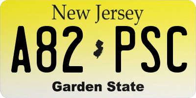 NJ license plate A82PSC