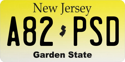NJ license plate A82PSD