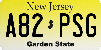 NJ license plate A82PSG