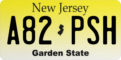 NJ license plate A82PSH