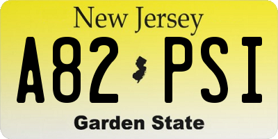 NJ license plate A82PSI