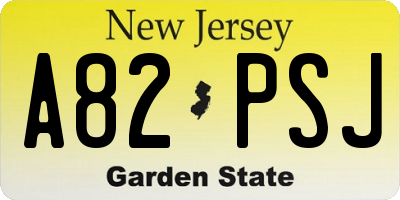 NJ license plate A82PSJ