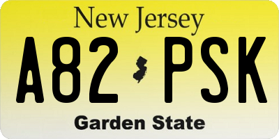 NJ license plate A82PSK