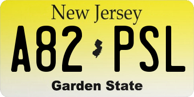 NJ license plate A82PSL