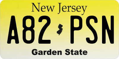 NJ license plate A82PSN