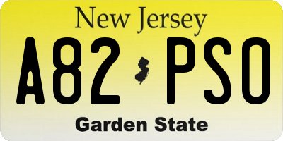 NJ license plate A82PSO