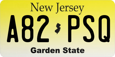 NJ license plate A82PSQ