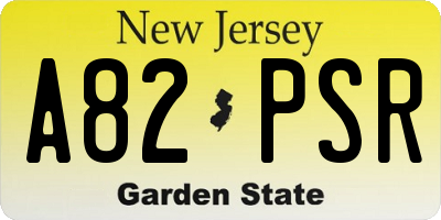 NJ license plate A82PSR