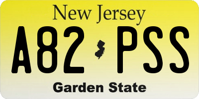 NJ license plate A82PSS