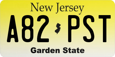 NJ license plate A82PST