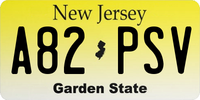 NJ license plate A82PSV