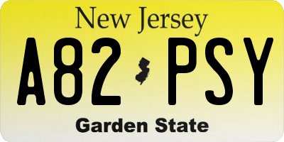 NJ license plate A82PSY