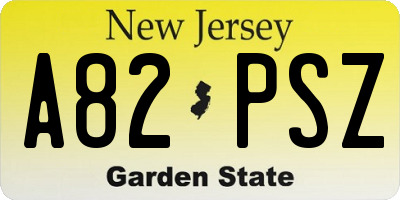 NJ license plate A82PSZ