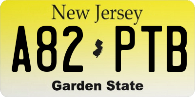 NJ license plate A82PTB