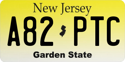 NJ license plate A82PTC